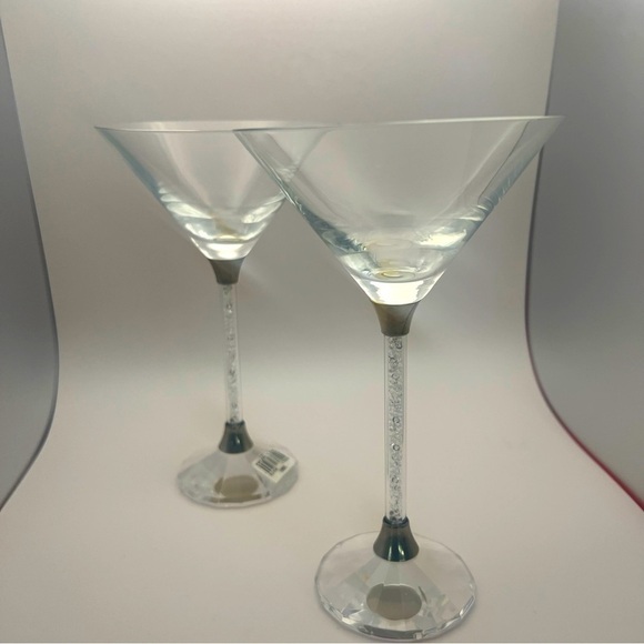 Ships Dec 4 Czech Martini Glasses with Crystal-Filled Stems - Picture 3 of 16